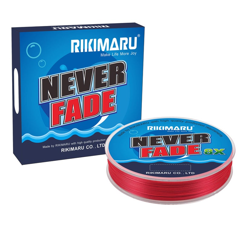 Rikimaru Never Fade 8X خط صيد مجدول 10-80LB 150-600Yds (300yds-Red، 20LB-0.16mm (8 فروع)) - Image 1